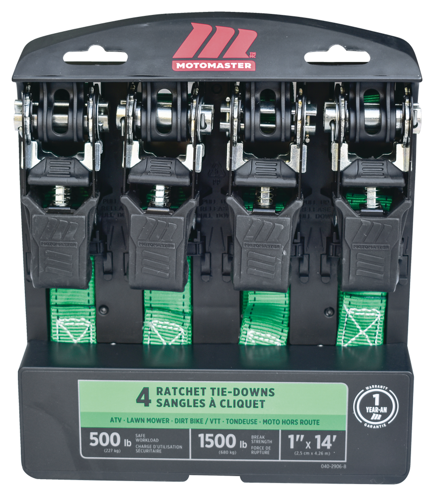 1,500-lb Padded Ratchet Tie Down Straps, 1-in x 14-ft, 4-pk E8L1 - product image 4