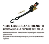 1,500-lb Retractable Transom Tie Down Strap, 1-in x 6-ft (2.54 cm x 1.8 m), 2-pk F5F1 - product image 3